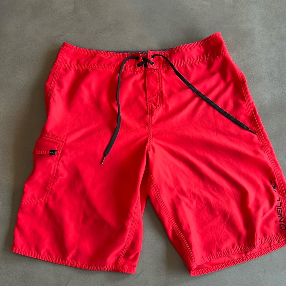 O’Neil Red Linerless Board Shorts 34